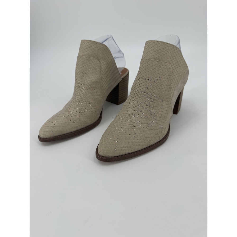 DV Dolce Vita Tarran Tan Snakeskin Studded Pointed Toe Block Heel Mules 8.5